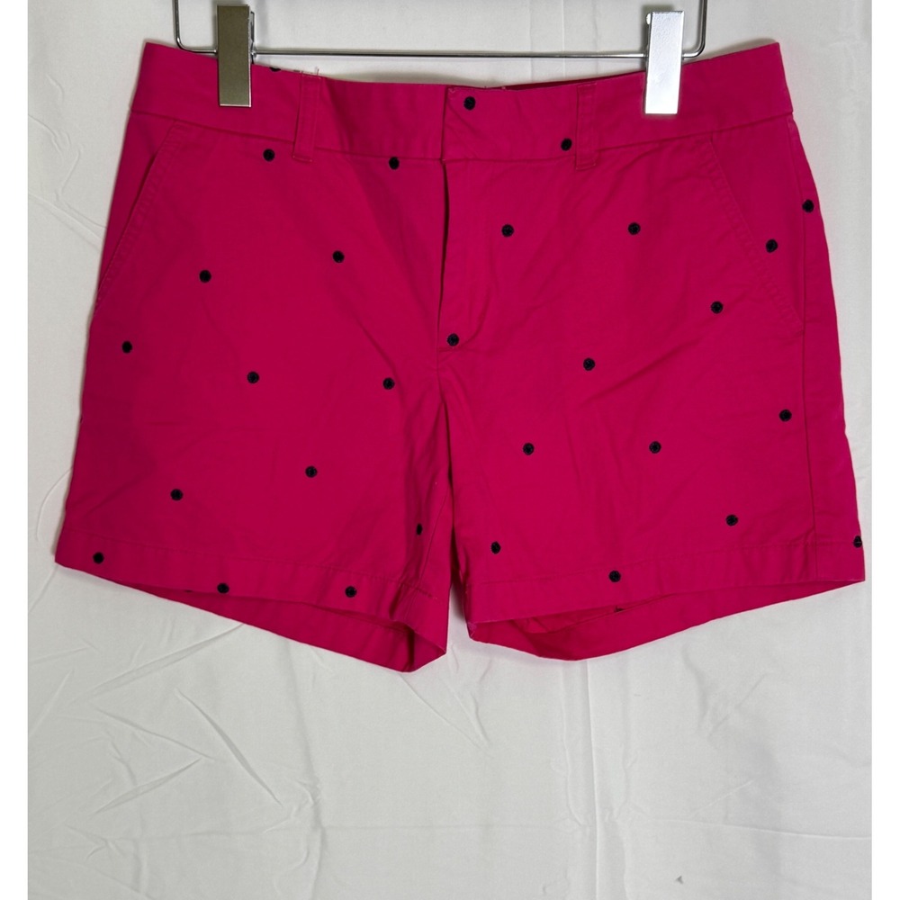 Tommy Hilfiger Womens Pink Polka Dot Chino Shorts Embroidered 5 " inseam sz 8